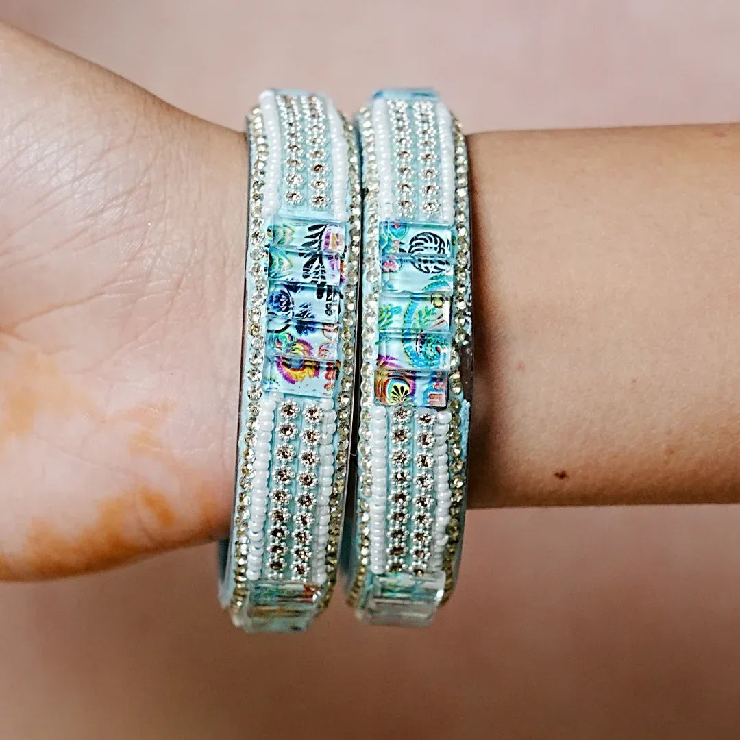 Women’s Glass Kada Bangles (Pack of 2) - The Golden Cascade