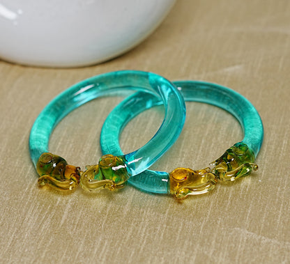 Multiple Color Elephant Design Glass Kada for Women & Girls (Pack of 2 Kada)