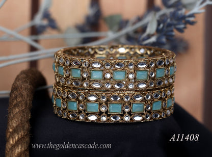 Premium Kundan Work Metal Kada For Women (Pack of 2)