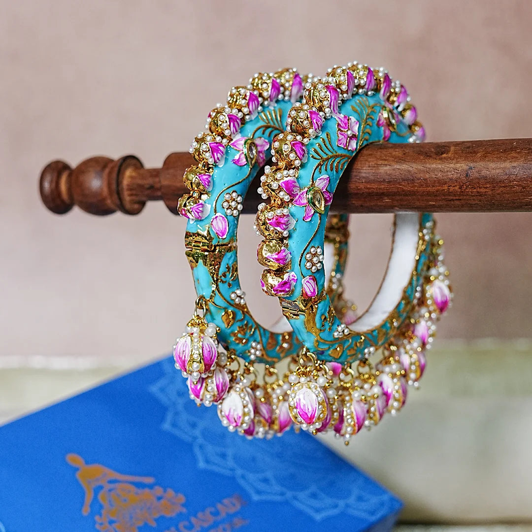 Traditional Rajwada Jadau Kada Bangles for Women (Pack of 2)