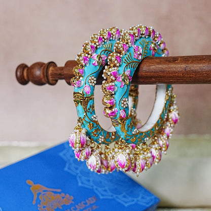 Traditional Rajwada Jadau Kada Bangles for Women (Pack of 2)