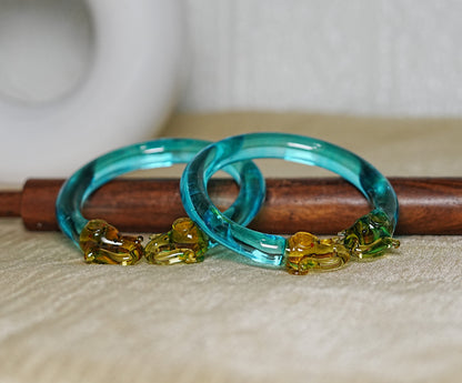 Multiple Color Elephant Design Glass Kada for Women & Girls (Pack of 2 Kada)
