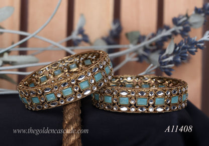 Premium Kundan Work Metal Kada For Women (Pack of 2)