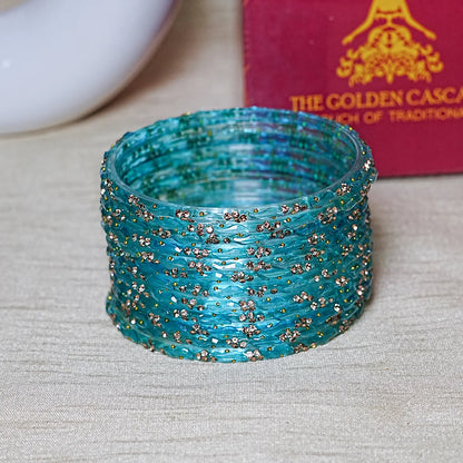 Designer Beads Work Glass Bangles for Women (Pack of 12 Bangle)