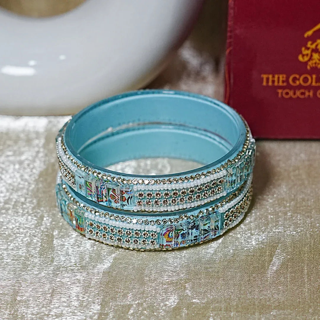 Women’s Glass Kada Bangles (Pack of 2) - The Golden Cascade