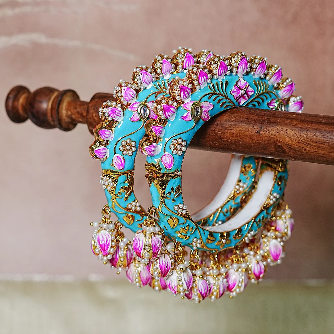 Traditional Rajwada Jadau Kada Bangles for Women (Pack of 2)