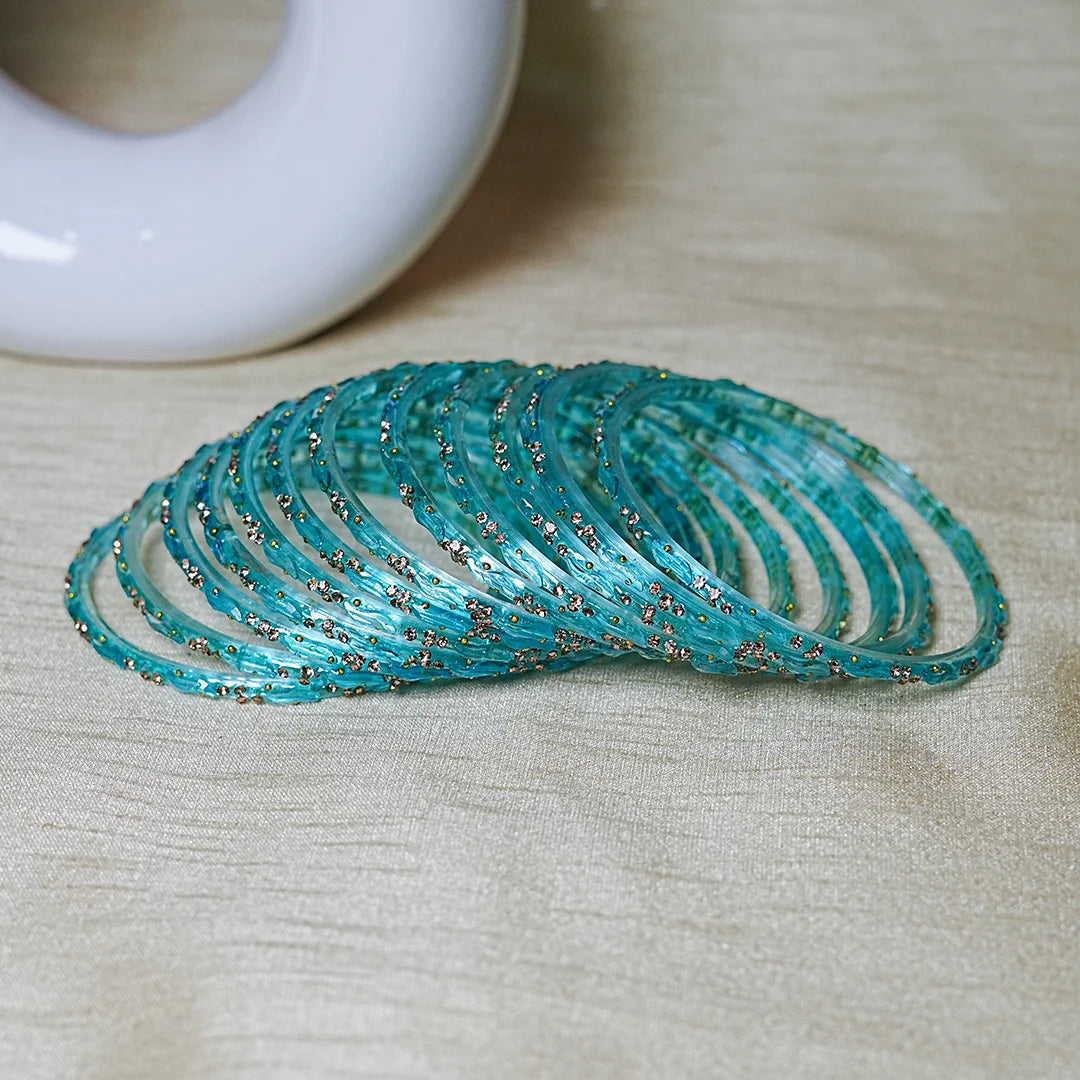 Designer Beads Work Glass Bangles for Women (Pack of 12 Bangle)