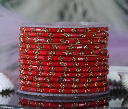 Multiple Color Glass Bangles with Beads Studded for Women & Girls (Pack of 12 Bangles)