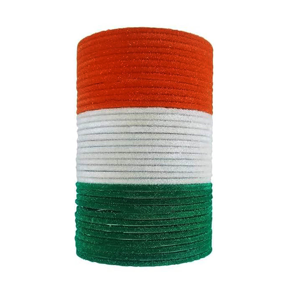 Tiranga Color Metal Bangles for Women Indian Flag Chudiyan Girls Tricolor Velvet Chudi Set for Ladies, Independence & Republic Day