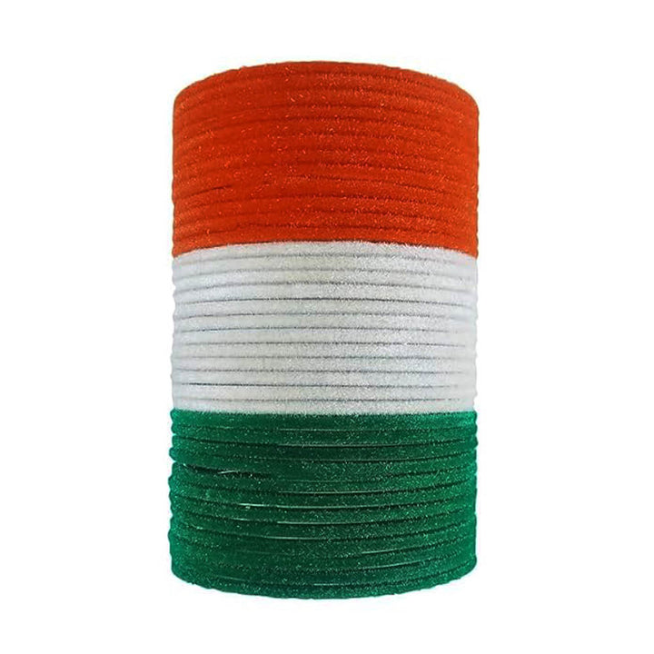 Tiranga Color Metal Bangles for Women Indian Flag Chudiyan Girls Tricolor Velvet Chudi Set for Ladies, Independence & Republic Day