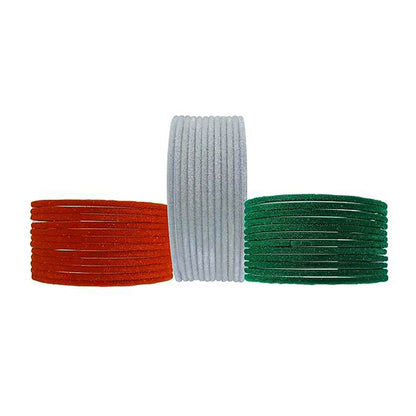 Tiranga Color Metal Bangles for Women Indian Flag Chudiyan Girls Tricolor Velvet Chudi Set for Ladies, Independence & Republic Day