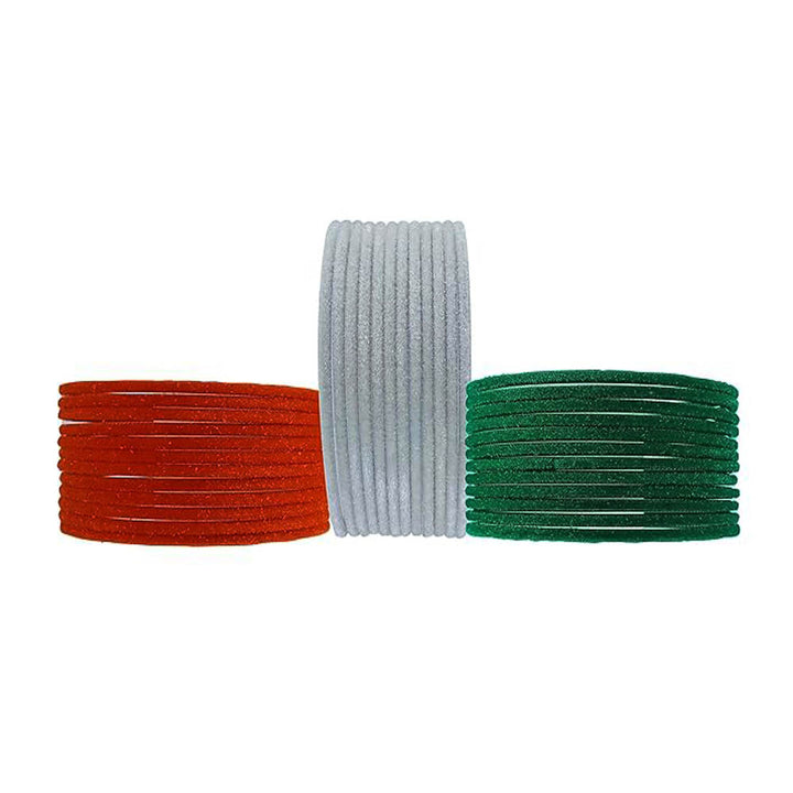 Tiranga Color Metal Bangles for Women Indian Flag Chudiyan Girls Tricolor Velvet Chudi Set for Ladies, Independence & Republic Day