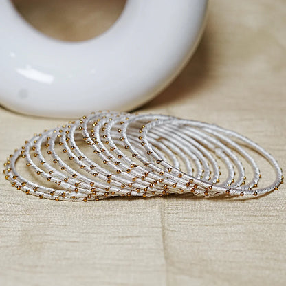 Metal Base with Premium Thread Work Bangles for Women & Girls (Pack of 12 Bangle)