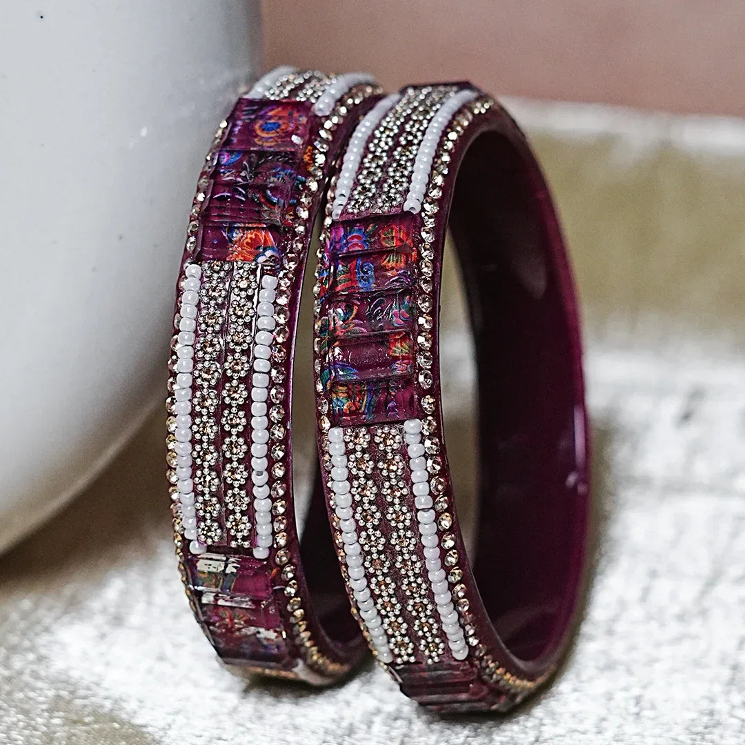 Women’s Glass Kada Bangles (Pack of 2) - The Golden Cascade