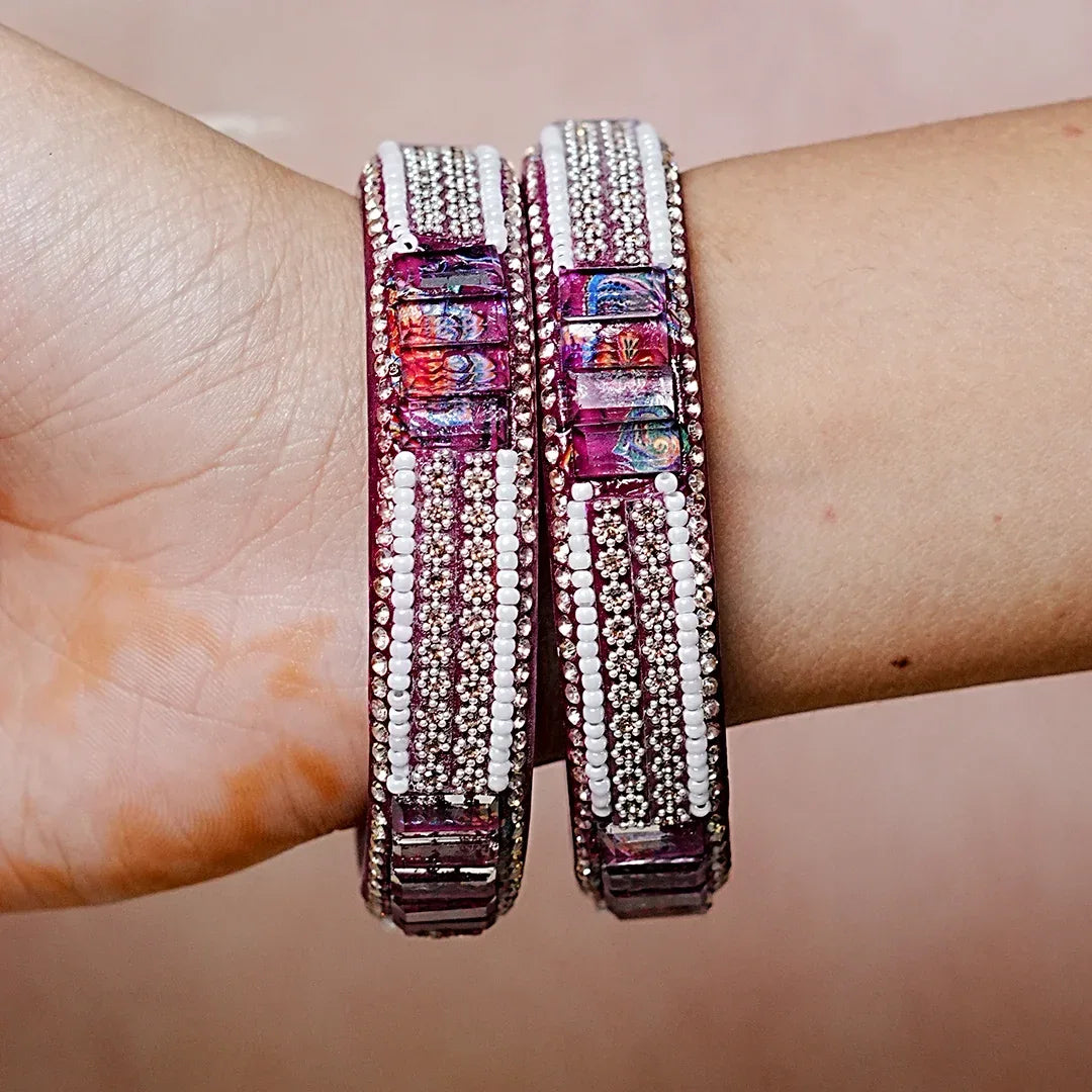 Women’s Glass Kada Bangles (Pack of 2) - The Golden Cascade