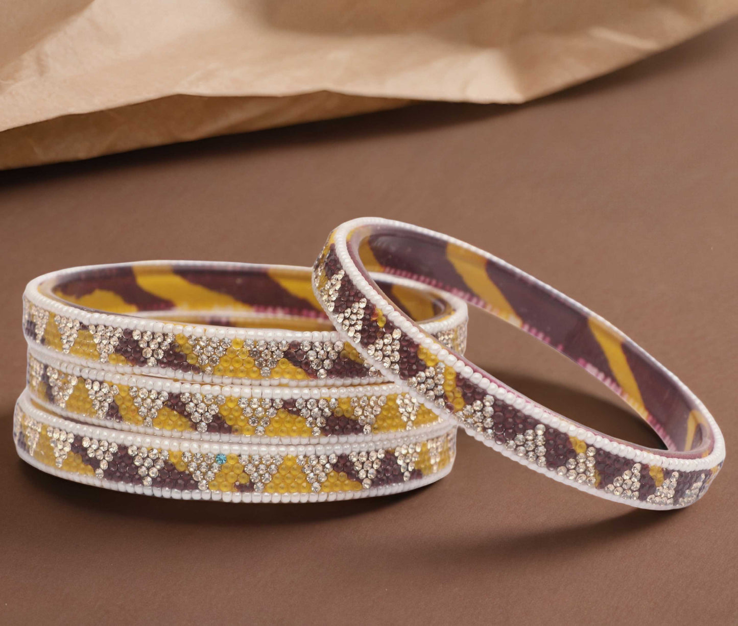 Handmade Multicolor Shade Glass Kada for Women & Girls (Pack of 4)