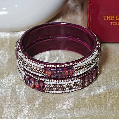 Women’s Glass Kada Bangles (Pack of 2) - The Golden Cascade
