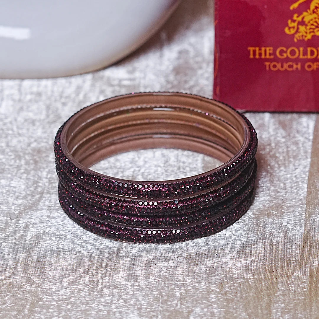 Handmade Designer Beads Work Glass Kada Bangles for Women & Girls (Pack of 4)