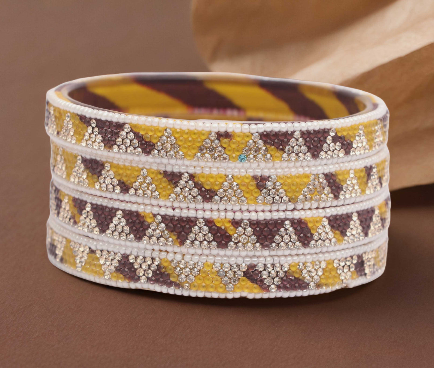 Handmade Multicolor Shade Glass Kada for Women & Girls (Pack of 4)