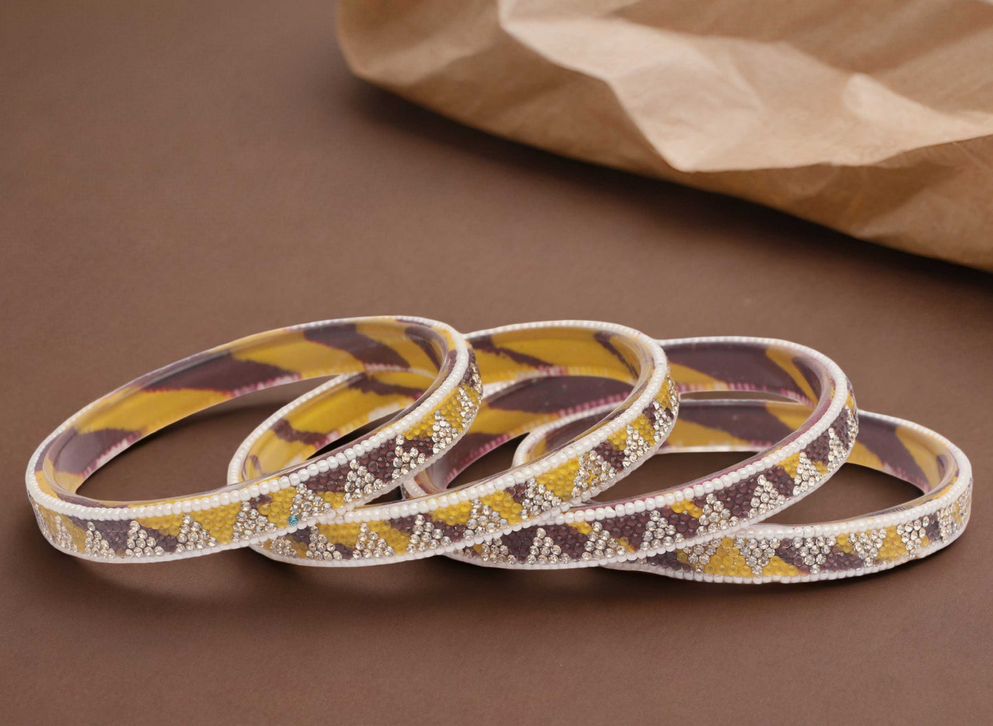 Handmade Multicolor Shade Glass Kada for Women & Girls (Pack of 4)