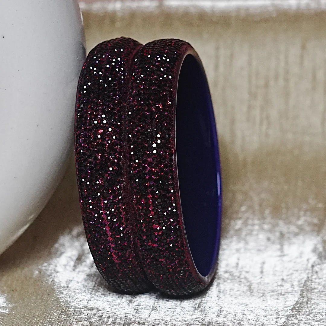 Luxury Glitter Glass Kada Bangles for Women & Girls (Pack of 2)