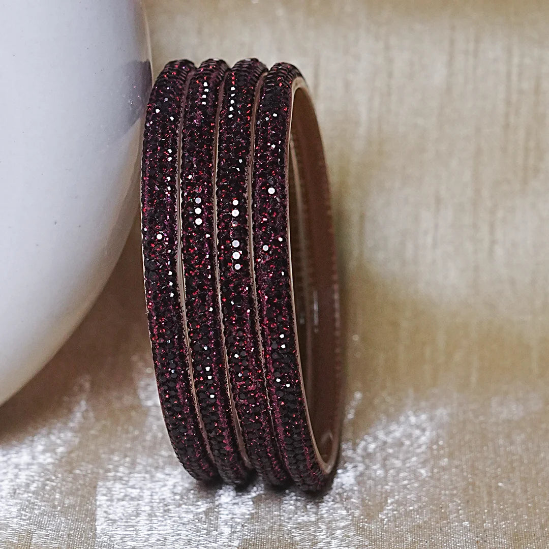 Handmade Designer Beads Work Glass Kada Bangles for Women & Girls (Pack of 4)