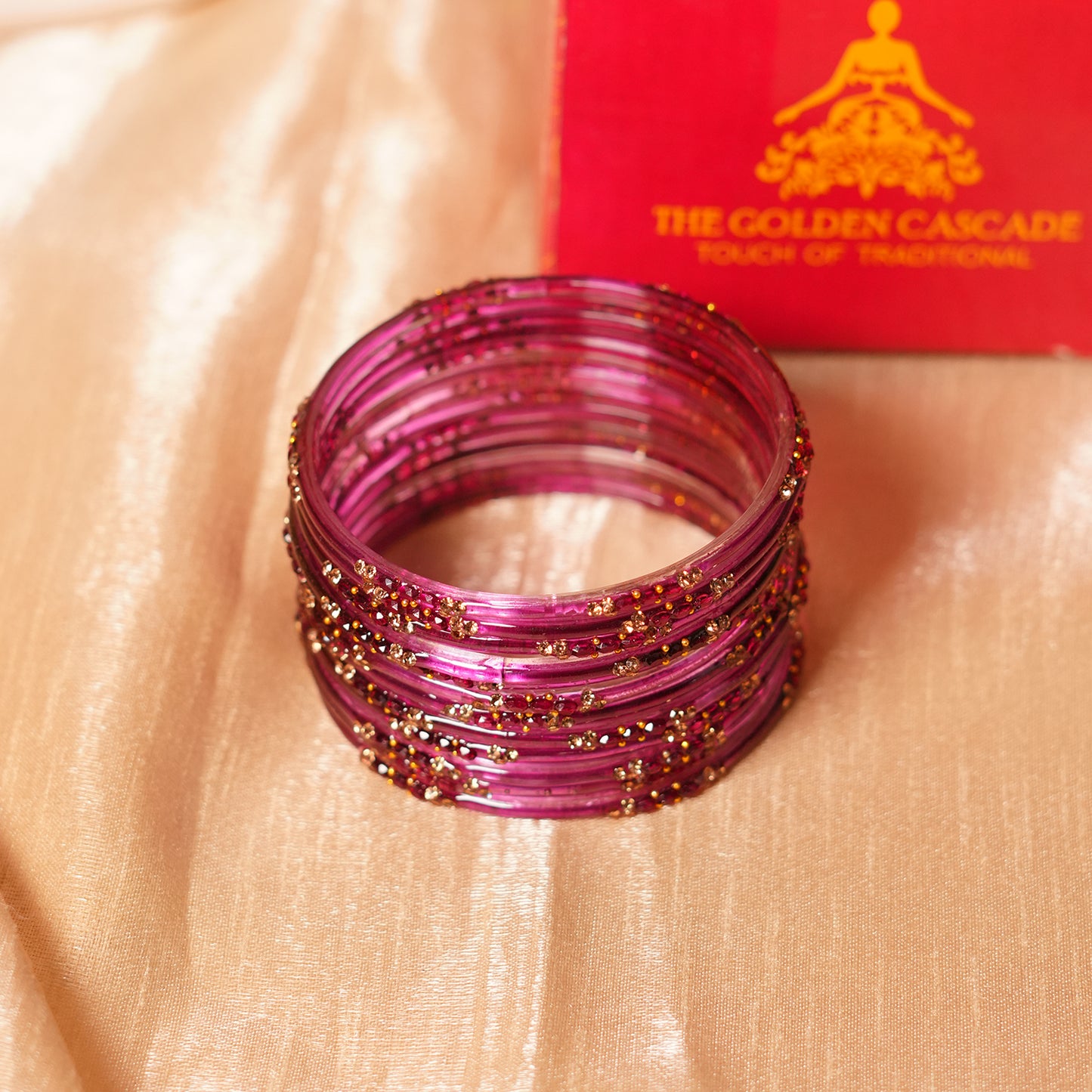 Stylish Traditional Glass Bangle with Beads Studded for Women & Girls (Pack of 12 Bangles)