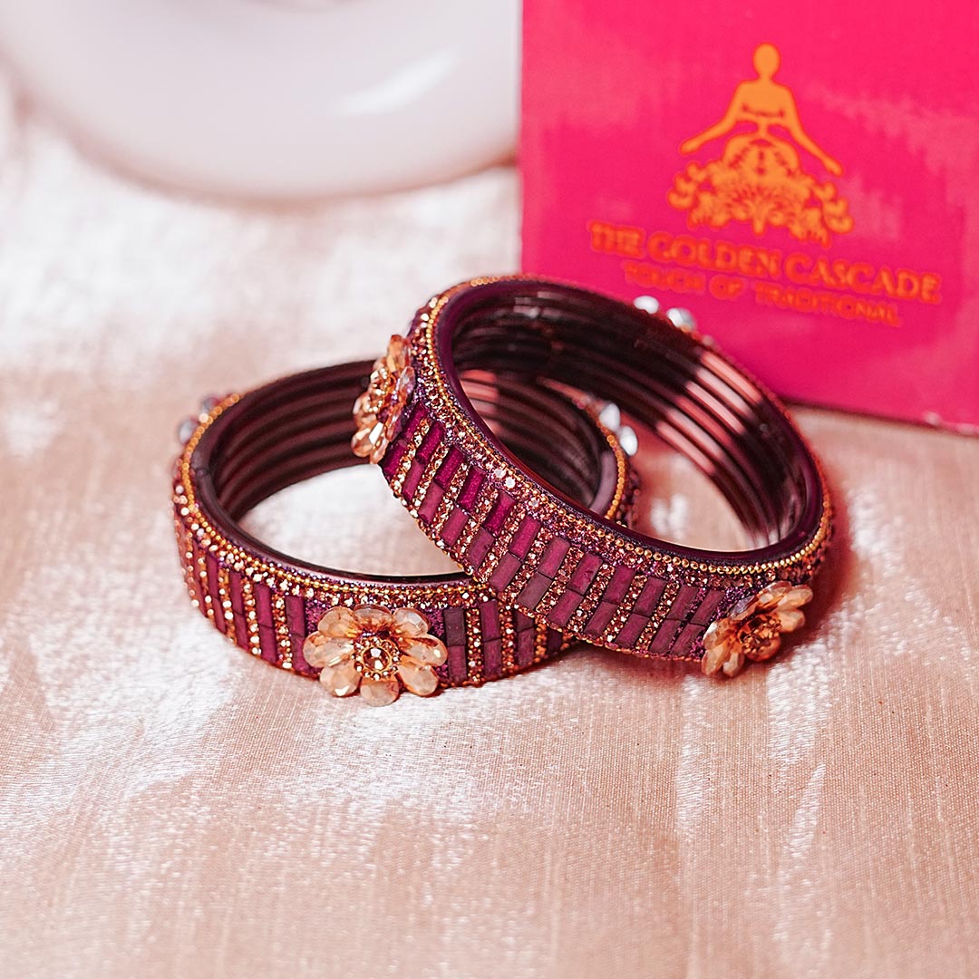 Glass Kada for Women & Girls – Elegant Flower Design (Pack of 2)