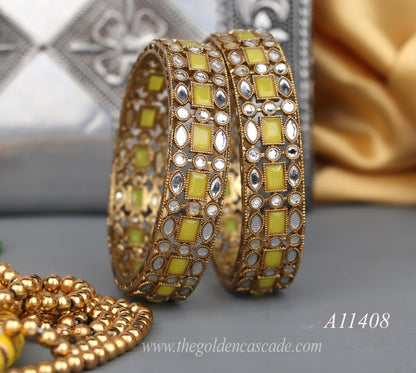 Premium Kundan Work Metal Kada For Women (Pack of 2)