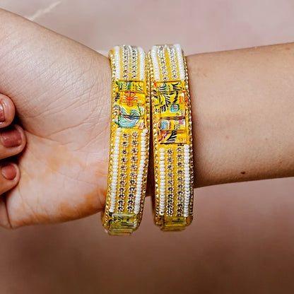Women’s Glass Kada Bangles (Pack of 2) - The Golden Cascade