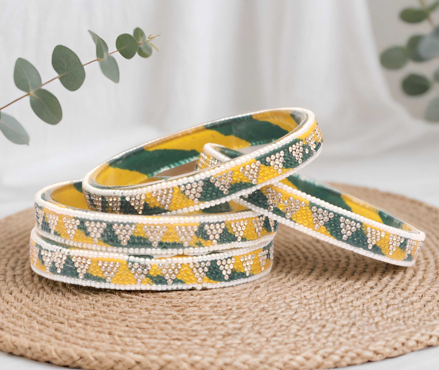 Handmade Multicolor Shade Glass Kada for Women & Girls (Pack of 4)