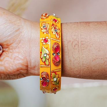 Traditional Meenakari Work Acrylic Kada Bangle for Women (Pack of 2)