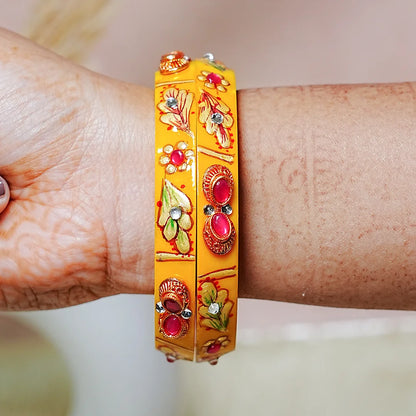 Traditional Meenakari Work Acrylic Kada Bangle for Women (Pack of 2)
