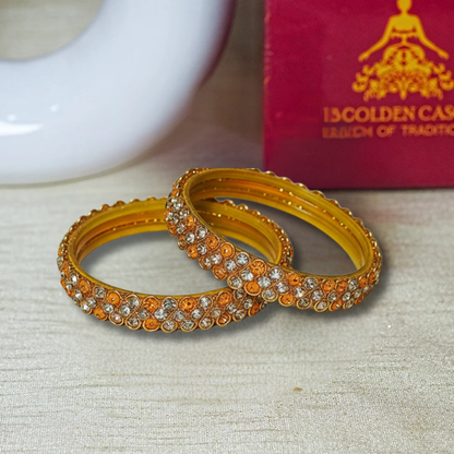 Traditional Glass Kada with Stone Work For Women (Pack of 2)