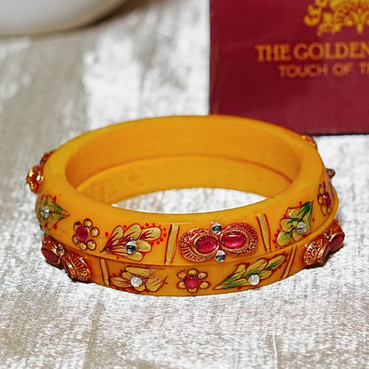 Traditional Meenakari Work Acrylic Kada Bangle for Women (Pack of 2)