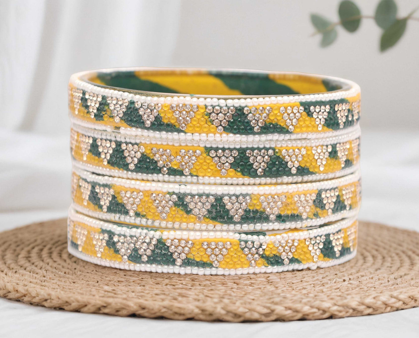 Handmade Multicolor Shade Glass Kada for Women & Girls (Pack of 4)