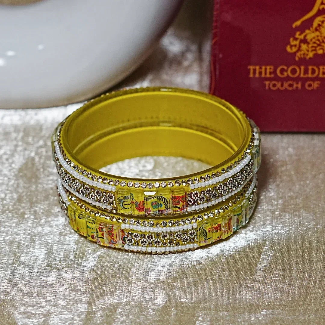 Women’s Glass Kada Bangles (Pack of 2) - The Golden Cascade