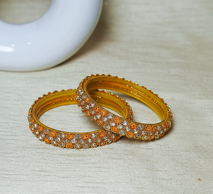 Traditional Glass Kada with Stone Work For Women (Pack of 2)