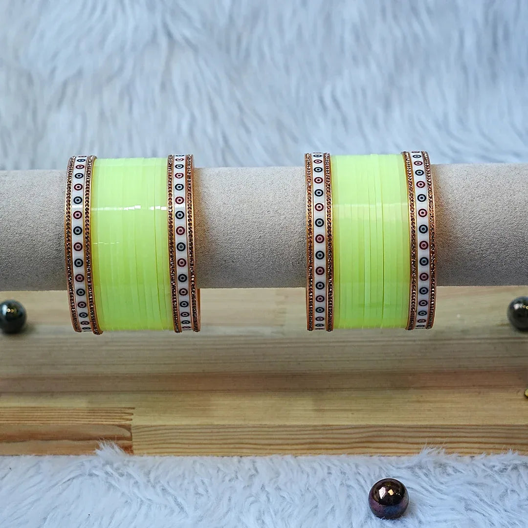 Premium Mini Wedding Chooda Bangles Set for Women (Both Hand) - The Golden Cascade
