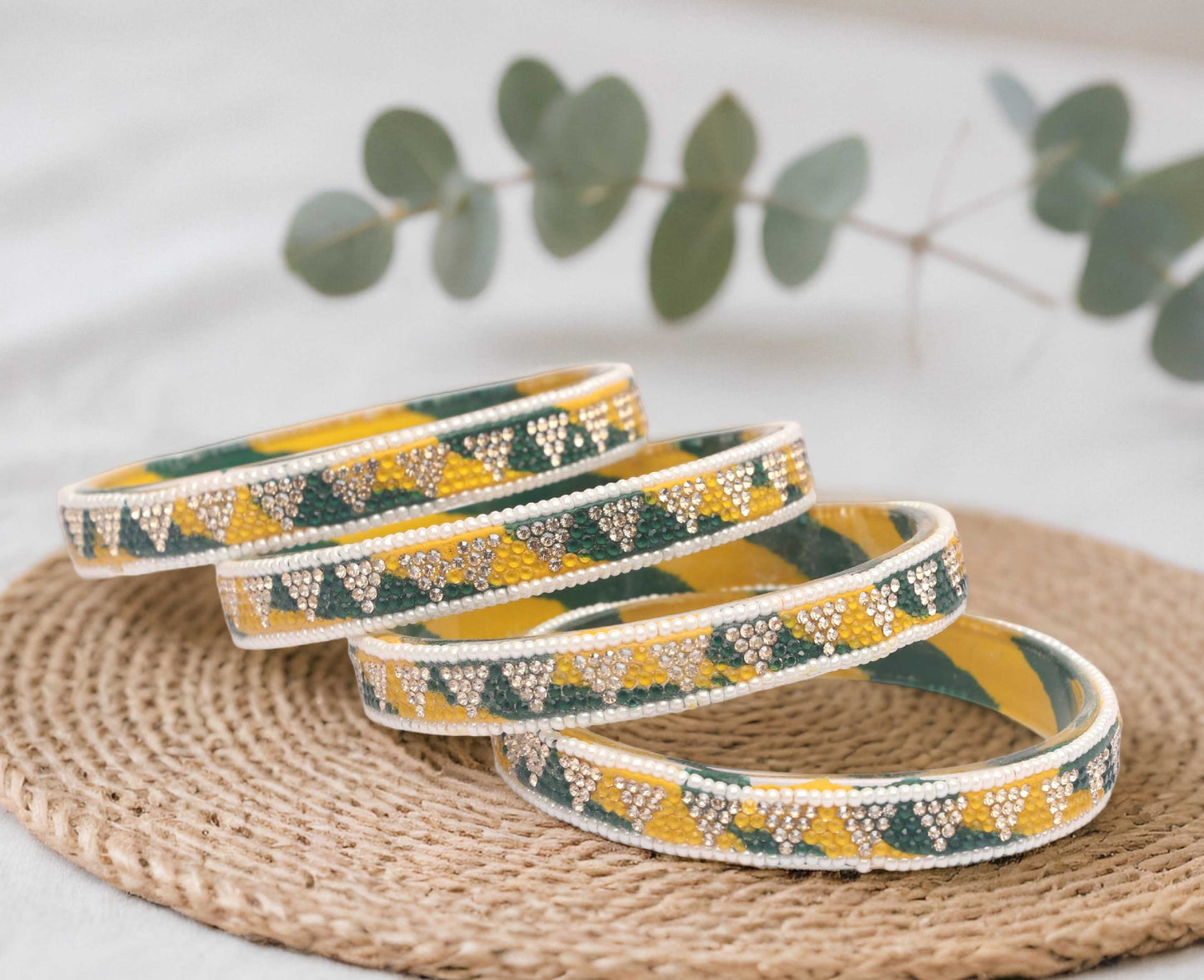 Handmade Multicolor Shade Glass Kada for Women & Girls (Pack of 4)