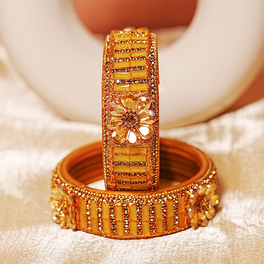 Glass Kada for Women & Girls – Elegant Flower Design (Pack of 2)