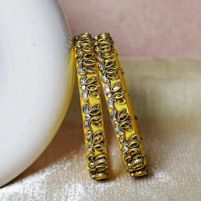 Handcrafted Silk Thread Kada Bangles with Lotus Motif for Women & Girls (Pack of 2)