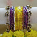 Premium Ghughru Style Glass Bangles Set for Women (Both Hand)