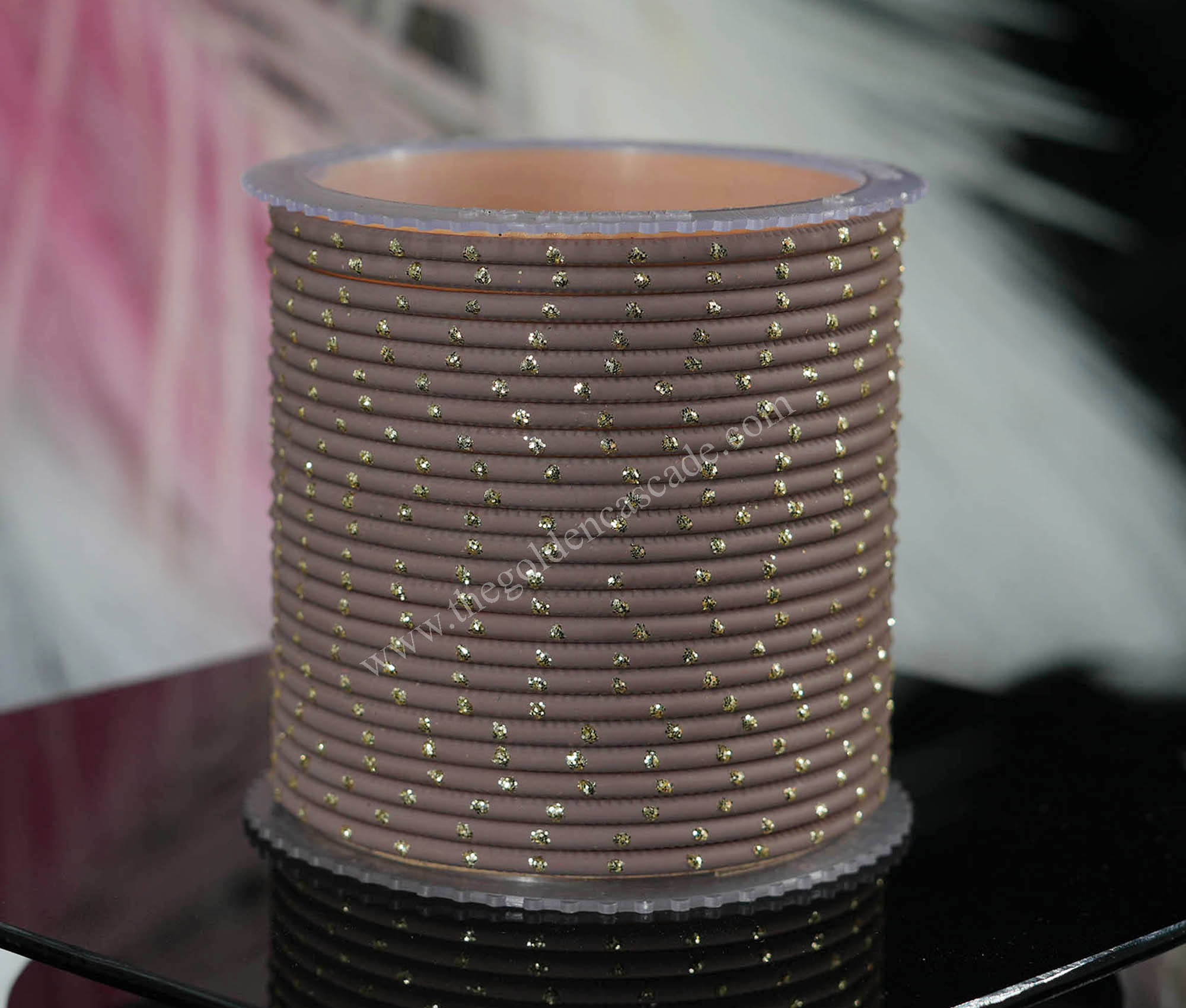 Biscuit Color Dot Design Metal Bangles / Chudi Set for Women & Girls