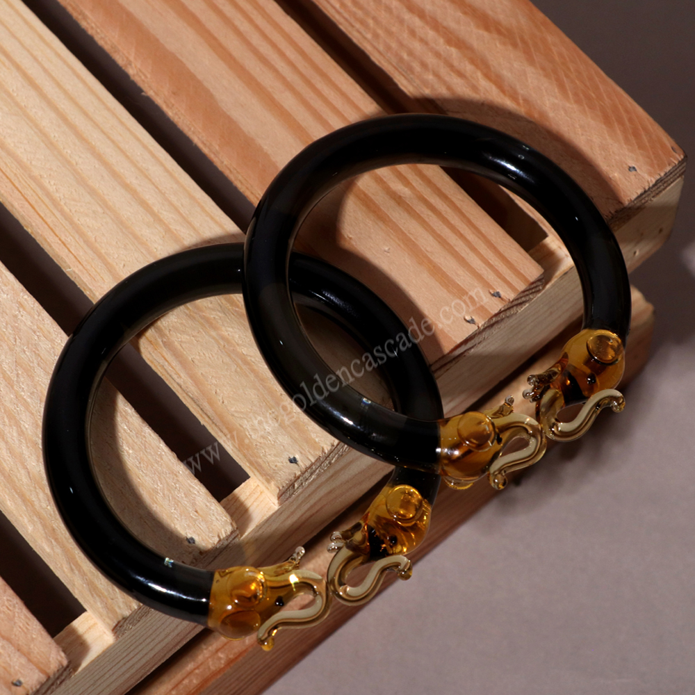 Fancy Black Color Elephant Design Glass Kada Glossy Finished Bangles for Women & Girls