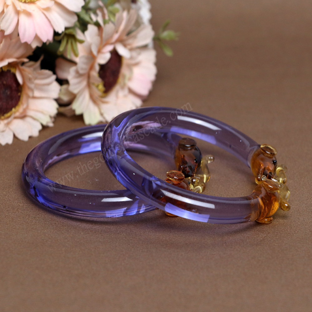 Purple Color Elephant Design Glass Kada Glossy Finished Bangles for Women & Girls