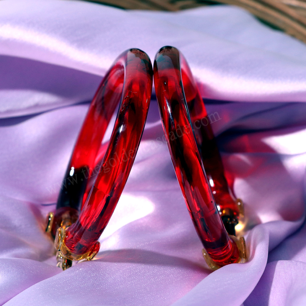 Fancy Red Color Elephant Design Glass Kada Glossy Finished Bangles for Women & Girls