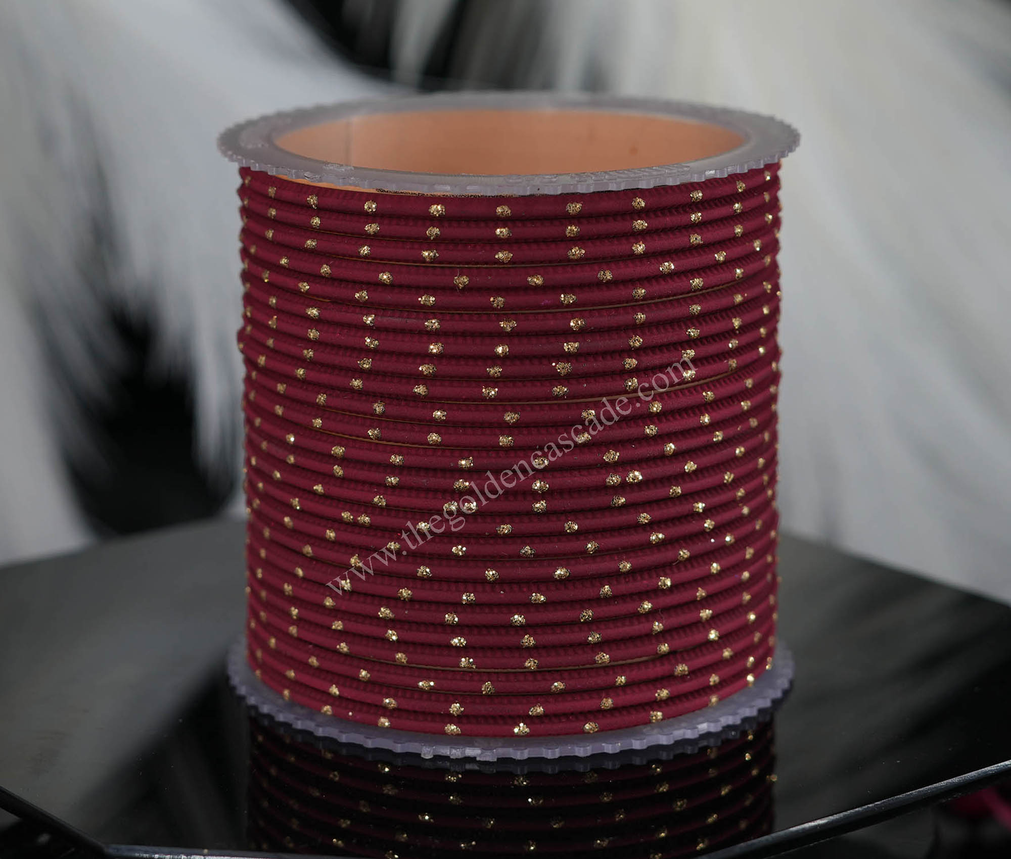 Fancy Maroon Color Dot Design Metal Bangles Set for Women & Girls