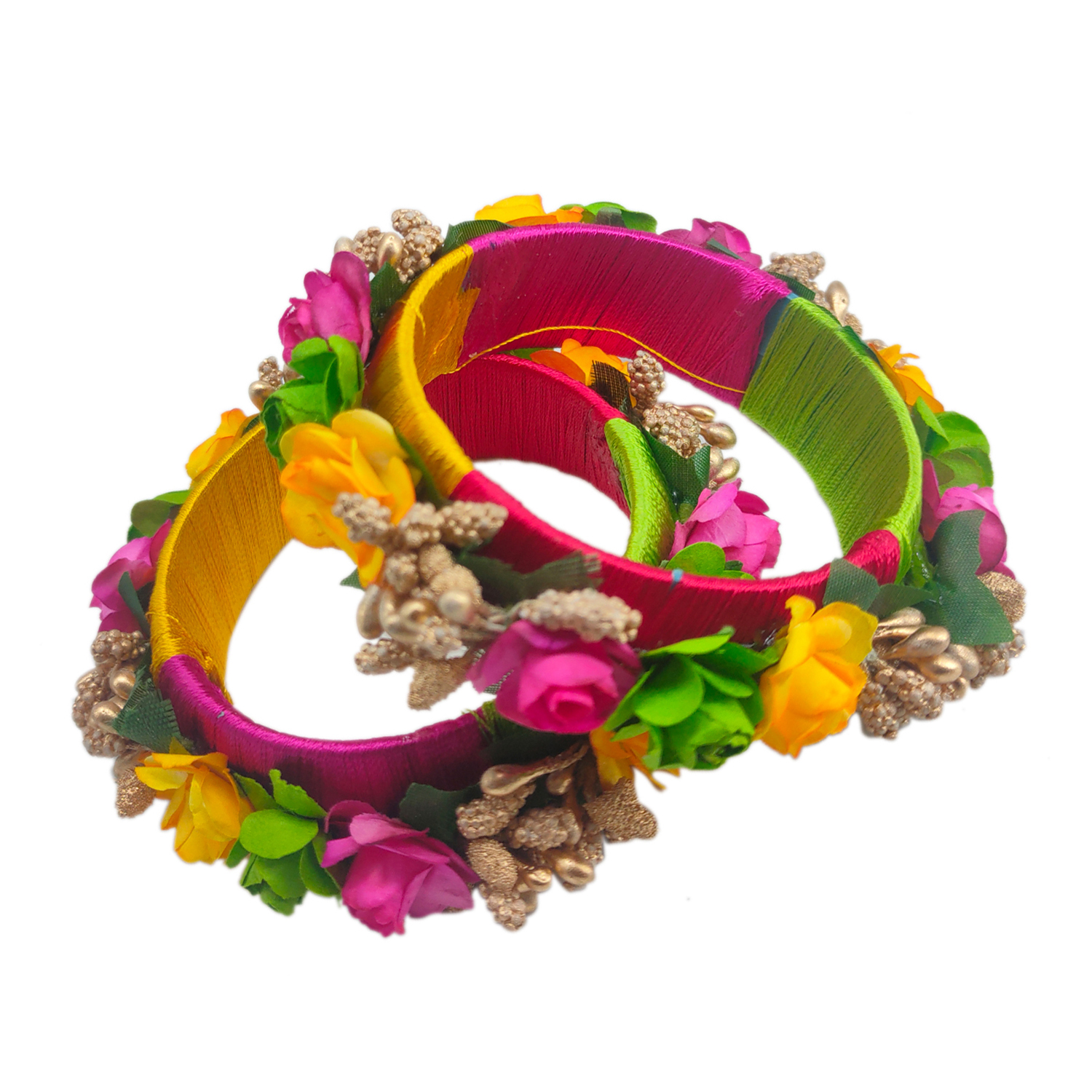 Fancy Multi Color Silk Thread Flower Design Kada for Women & Girls