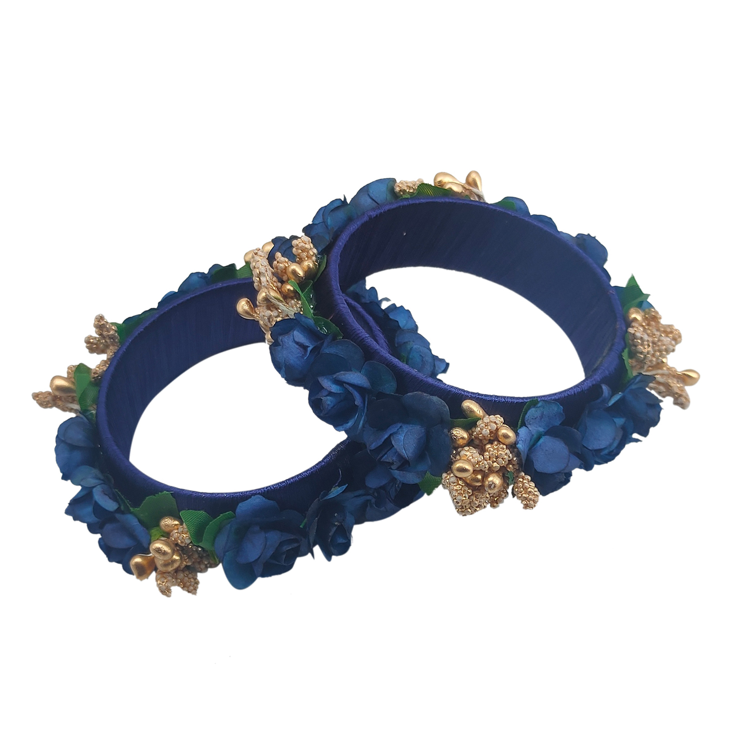 Fancy Navy Blue Color Silk Thread Flower Design Kada for Women & Girls